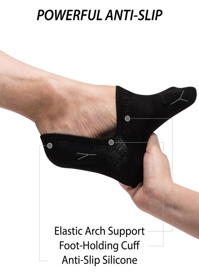 Pro Mountain Seamless No Show Socks Unisex Wide Toe Box For Health Y Heel Forefoot Size M Black 6 Pack Cotton Cushion Footies Loafer US Women Shoes 8-10 Men 7-9 - Image 2